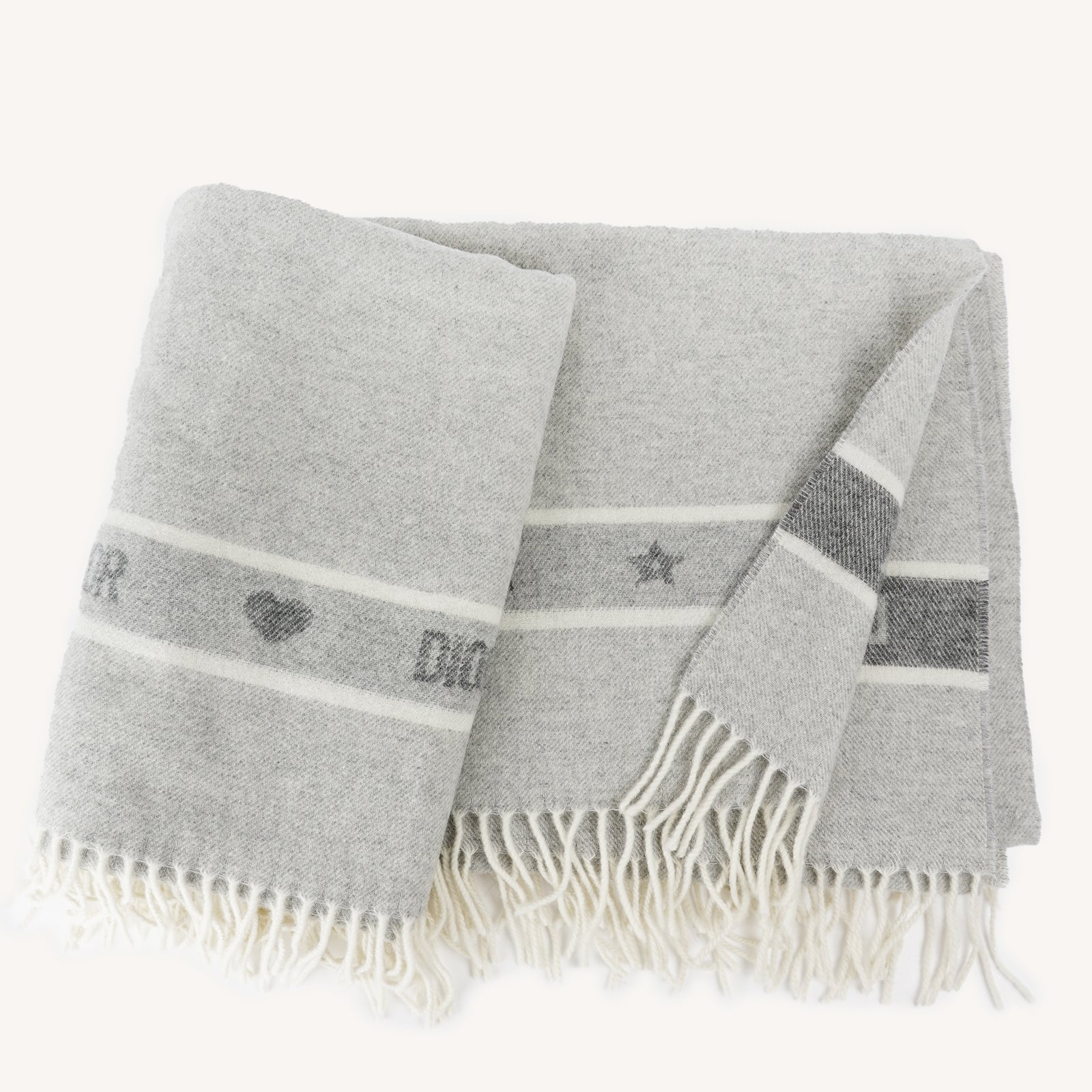 Heart and Star Wool Blanket - CHRISTIAN DIOR - Affordable Luxury